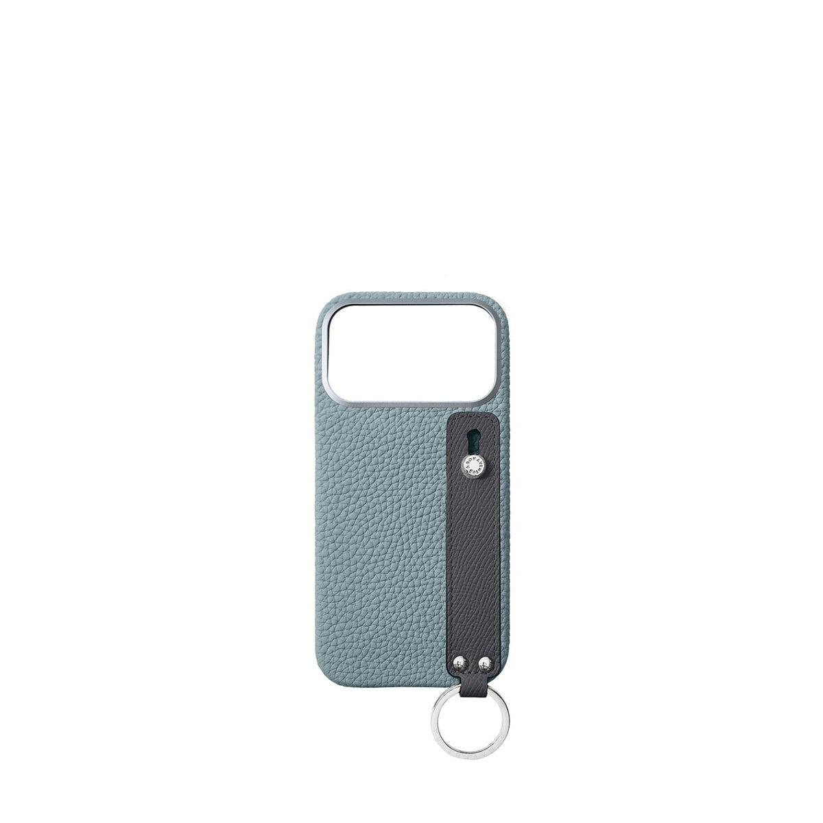 iPhone 17 Pro Max Back Cover Case with Handle Shrink Leather (Smoky Mint × Charcoal Gray - Silver)