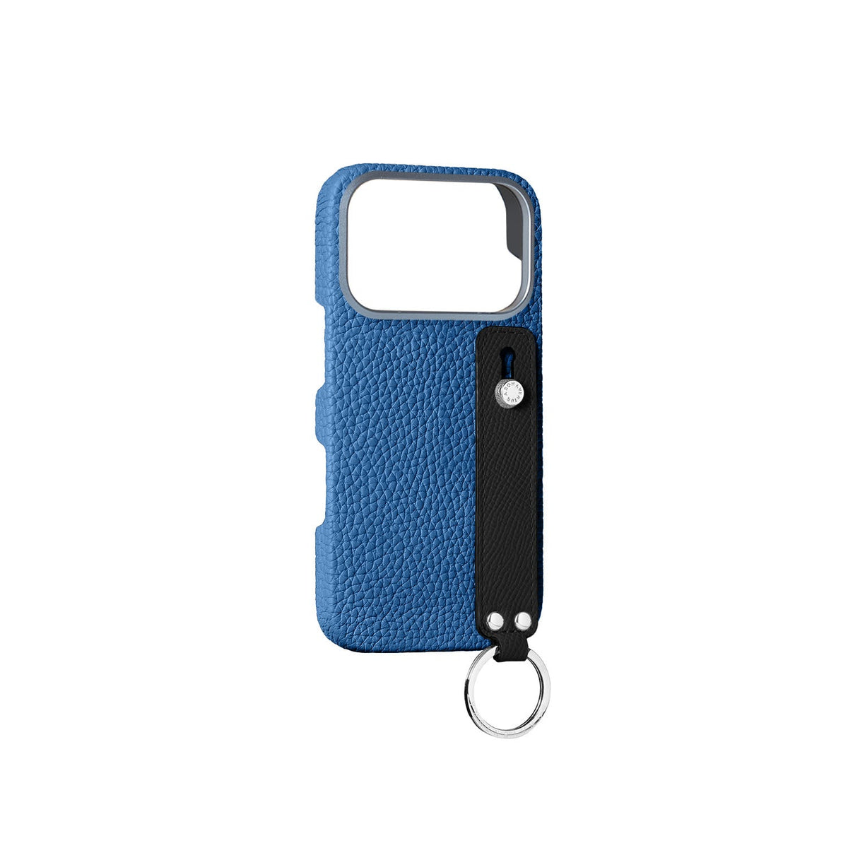 SAVOIA × BONAVENTURA iPhone 18 Pro Back Cover Case with Handle Shrink Leather (Savoia Blue × Black - Silver)