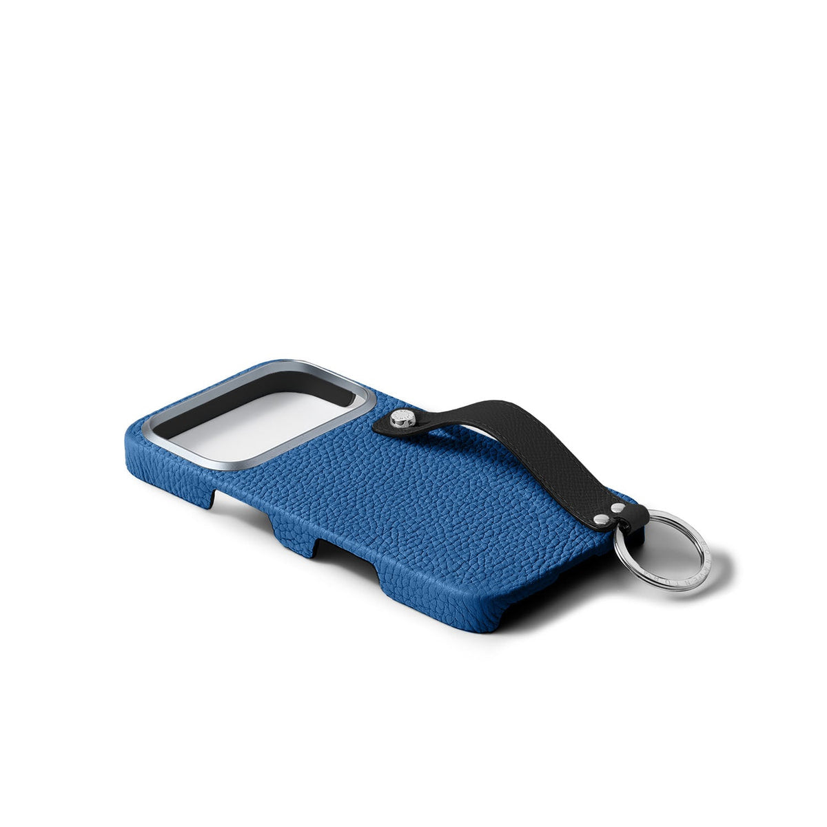 SAVOIA × BONAVENTURA iPhone 18 Pro Back Cover Case with Handle Shrink Leather (Savoia Blue × Black - Silver)