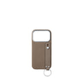 iPhone 18 Pro Back Cover Case with Handle Shrink Leather (Etoupe - Silver)