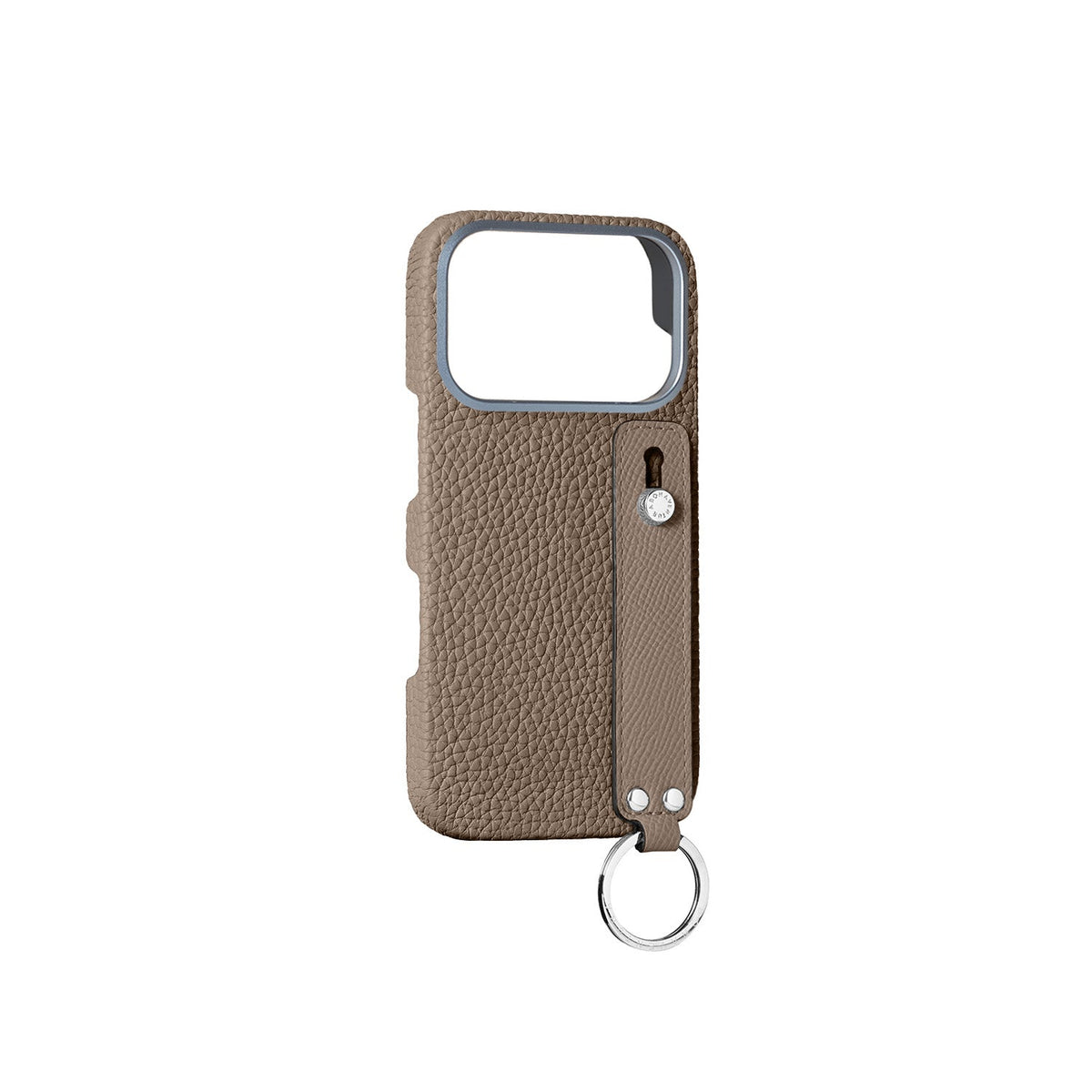 iPhone 18 Pro Back Cover Case with Handle Shrink Leather (Etoupe - Silver)