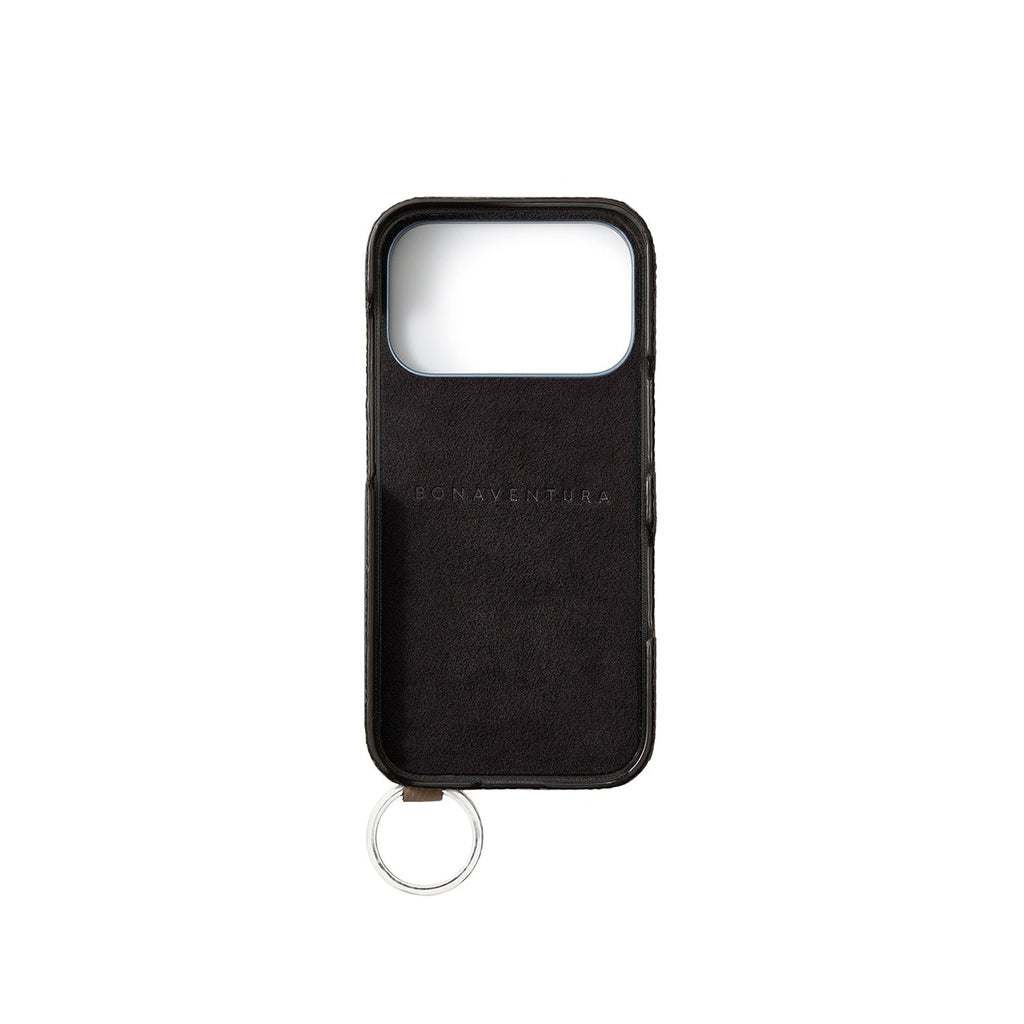 iPhone 18 Pro Back Cover Case with Handle Shrink Leather (Etoupe - Silver)