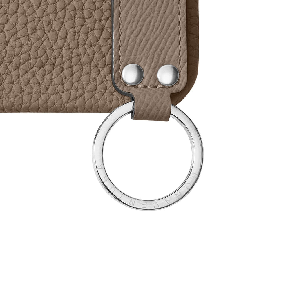 iPhone 18 Pro Back Cover Case with Handle Shrink Leather (Etoupe - Silver)