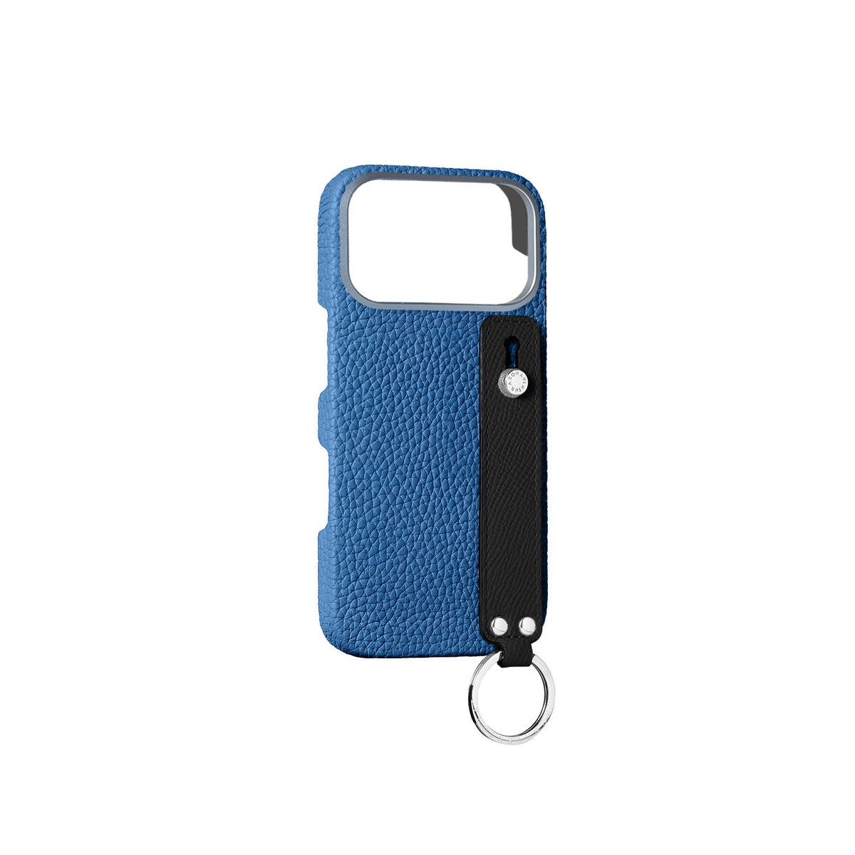 SAVOIA × BONAVENTURA iPhone 18 Pro Max Back Cover Case with Handle Shrink Leather (Savoia Blue × Black - Silver)
