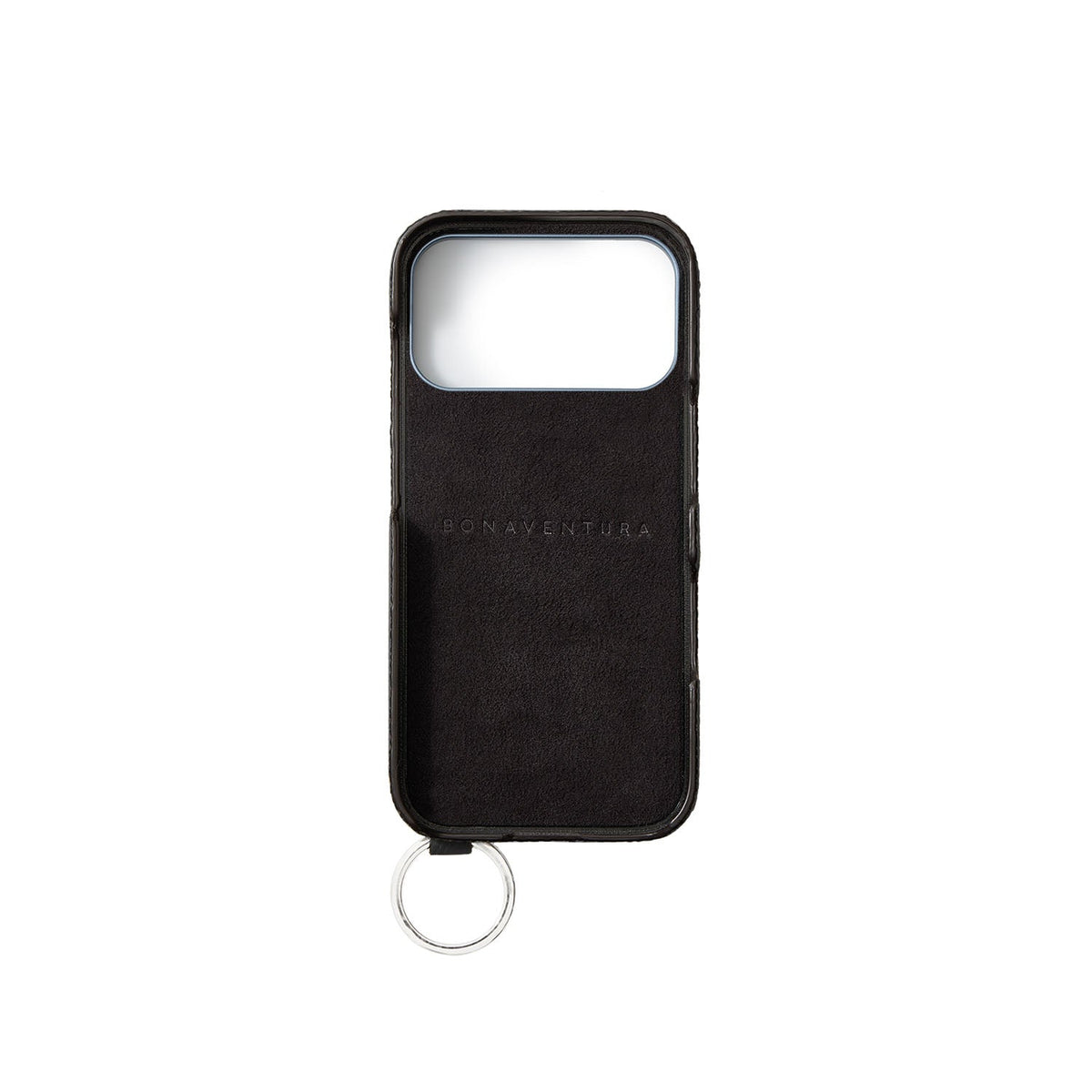 SAVOIA × BONAVENTURA iPhone 18 Pro Max Back Cover Case with Handle Shrink Leather (Savoia Blue × Black - Silver)