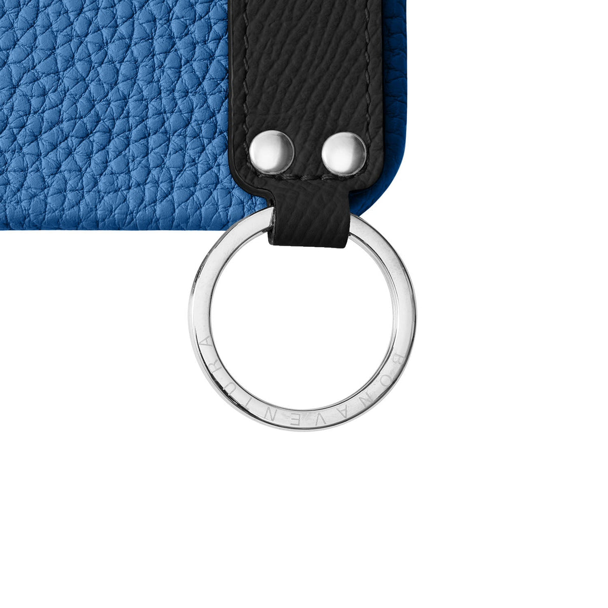 SAVOIA × BONAVENTURA iPhone 18 Pro Max Back Cover Case with Handle Shrink Leather (Savoia Blue × Black - Silver)