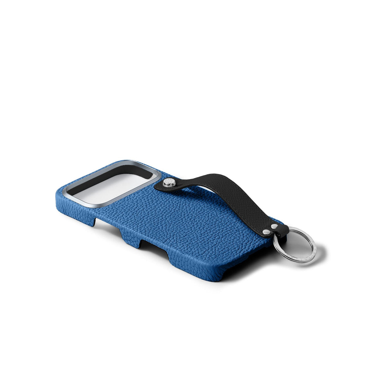 SAVOIA × BONAVENTURA iPhone 18 Pro Max Back Cover Case with Handle Shrink Leather (Savoia Blue × Black - Silver)