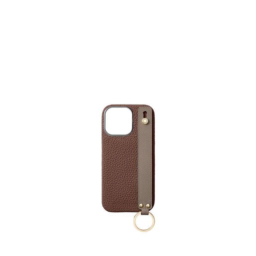 Back Cover with Handle Shrink Leather Gold (iPhone 16 Pro)
