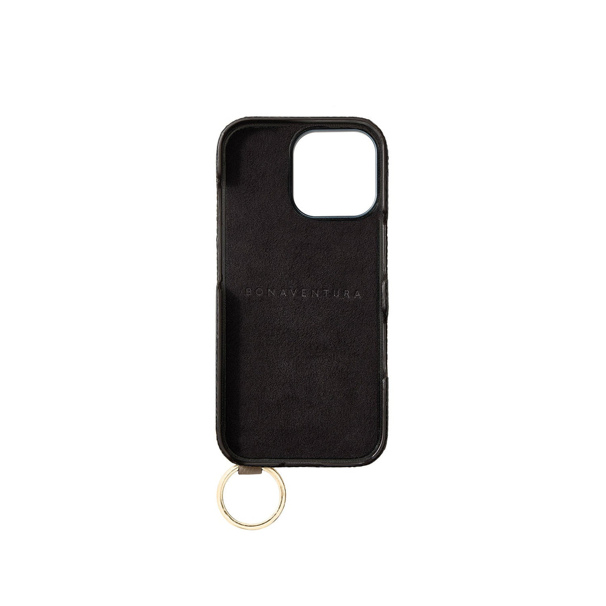 iPhone 16 Pro Max Back Cover Case with Handle Shrink Leather (Greige - Gold)