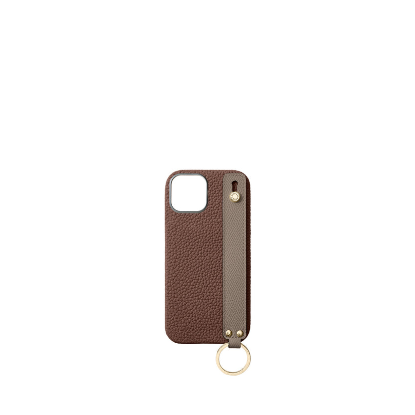 (iPhone 17) Handle Back Cover Case Shrink Leather (Gold)