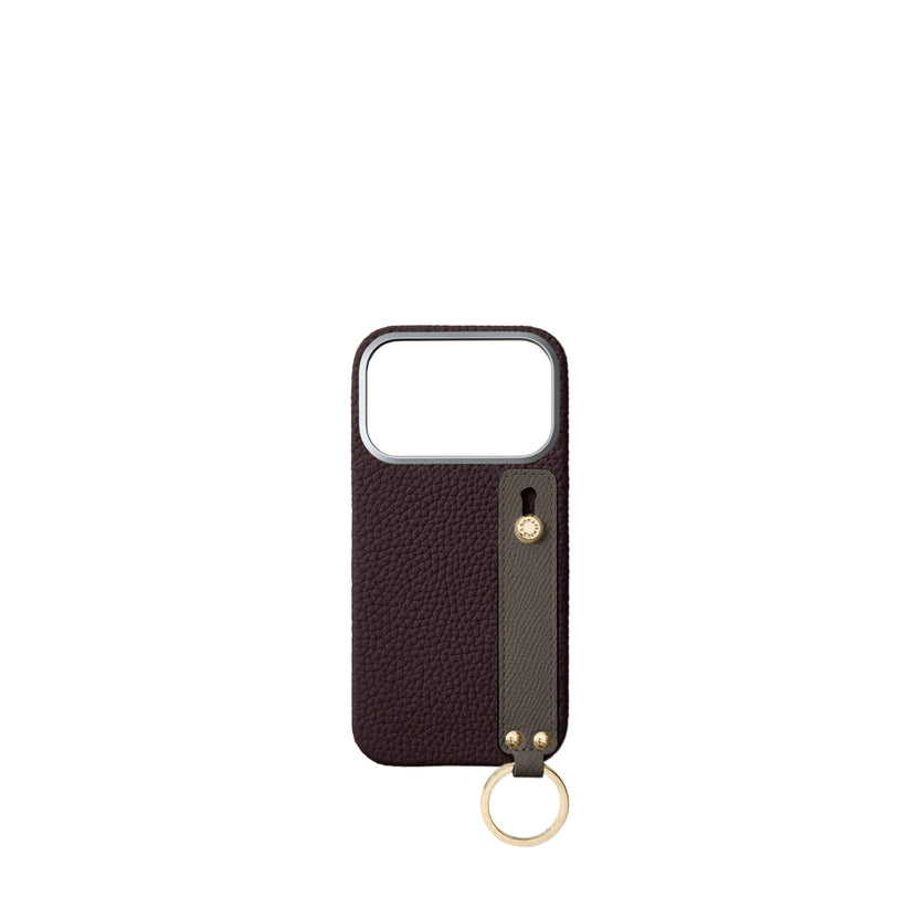 (iPhone 17 Pro) Handle Back Cover Case Shrink Leather (Gold)