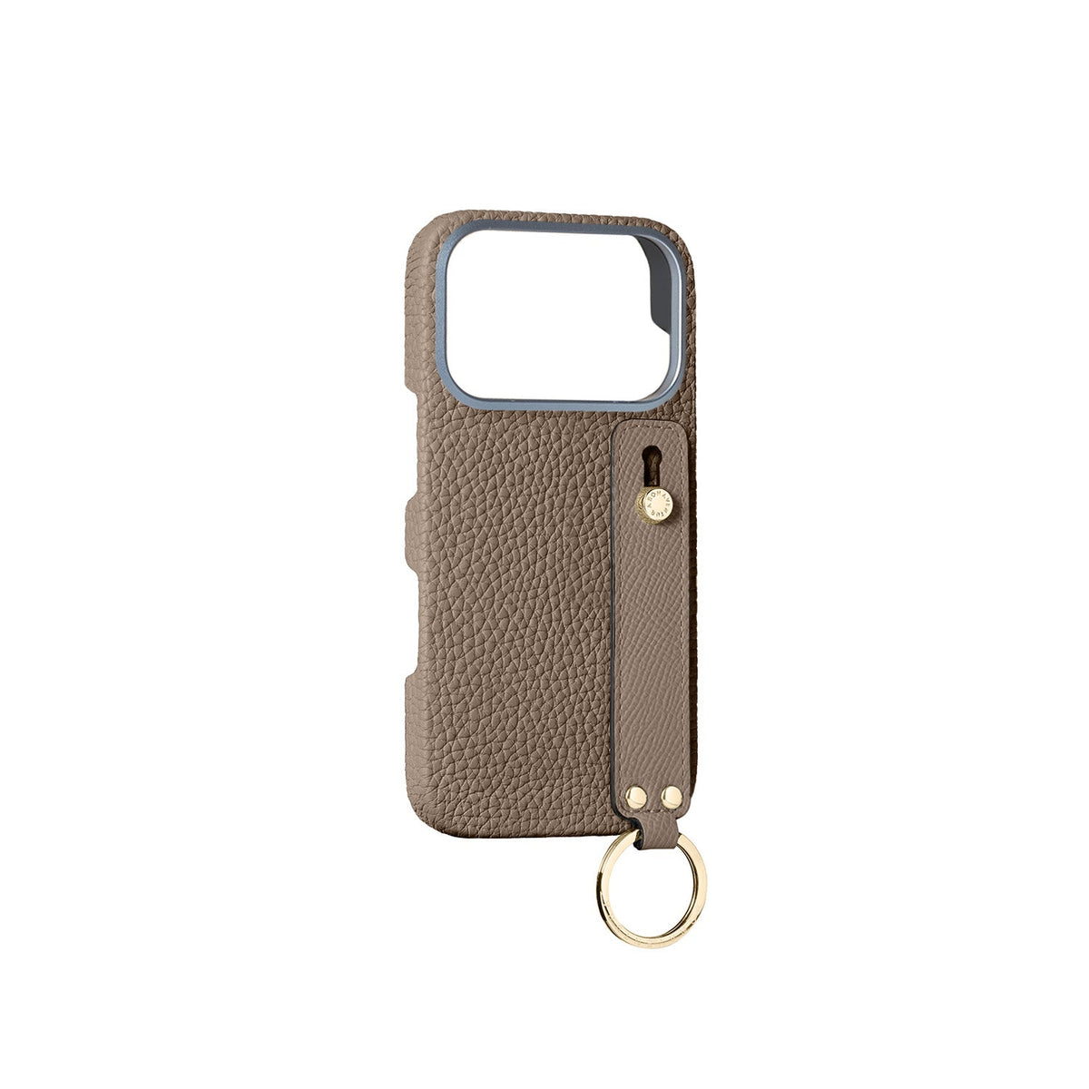 iPhone 17 Pro Back Cover Case with Handle Shrink Leather (Etoupe - Gold)