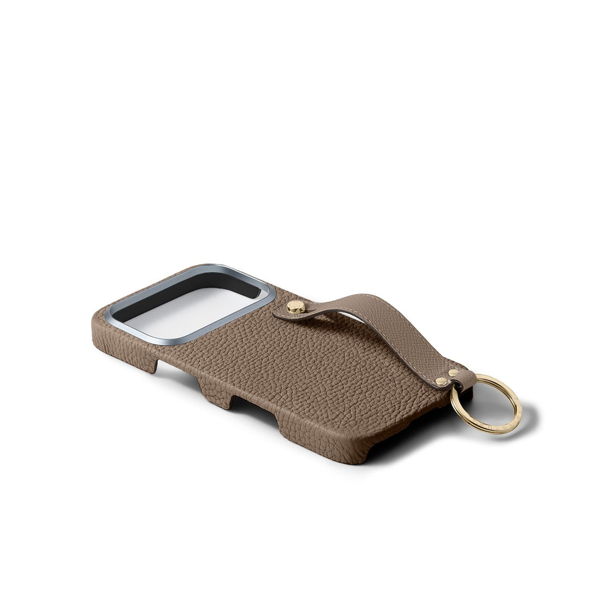 iPhone 17 Pro Back Cover Case with Handle Shrink Leather (Etoupe - Gold)
