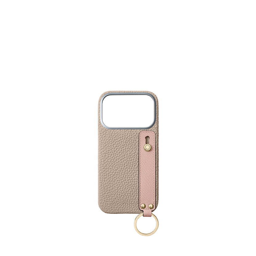 (iPhone 17 Pro) Handle Back Cover Case Shrink Leather (Gold)