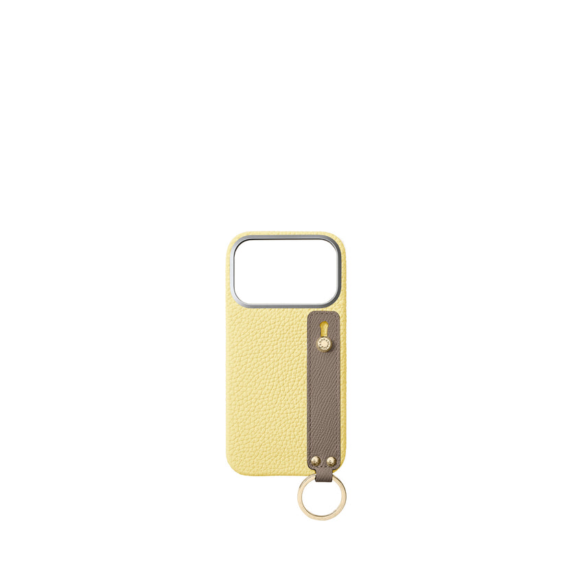 (iPhone 17 Pro) Handle Back Cover Case Shrink Leather (Gold)