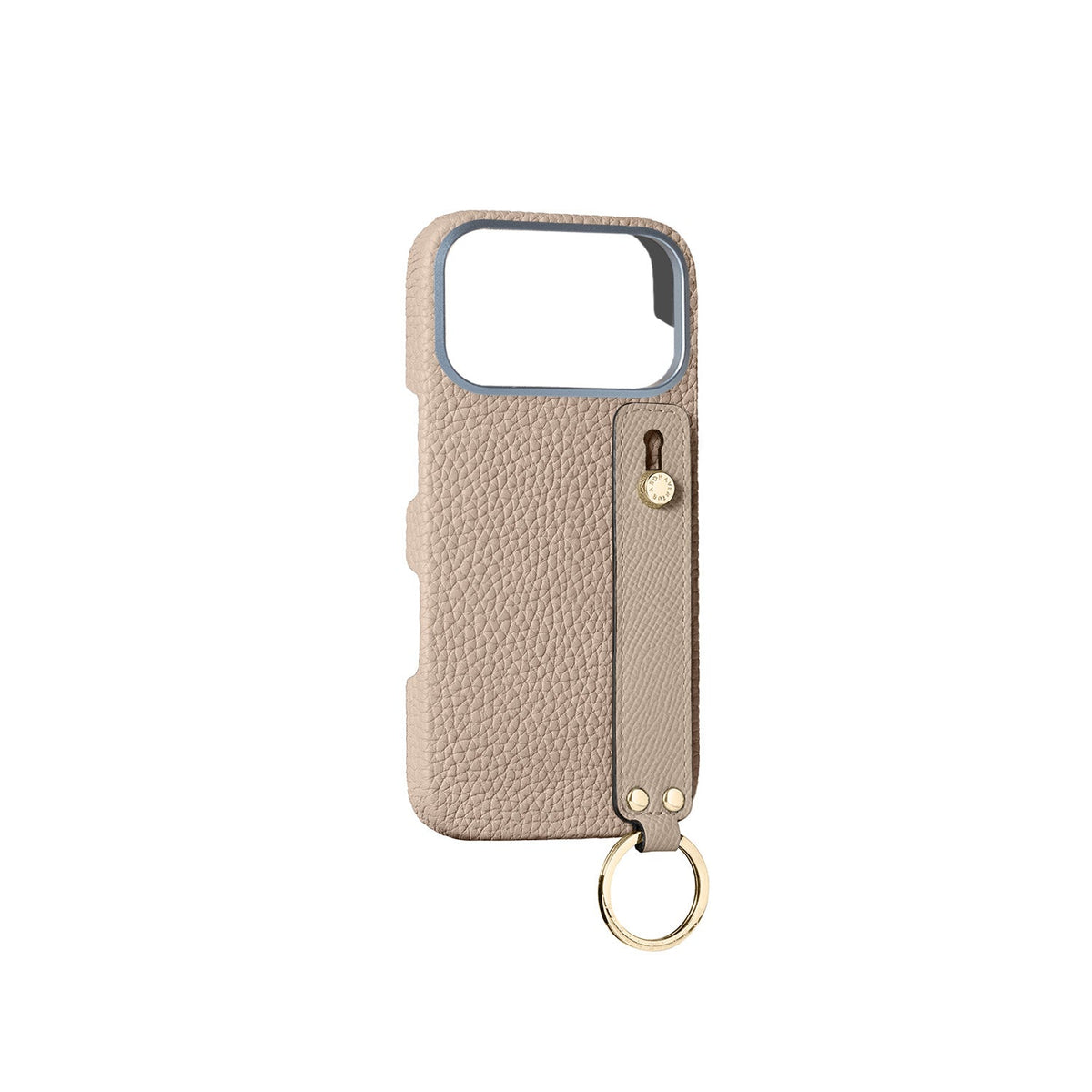 iPhone 17 Pro Max Back Cover Case with Handle Shrink Leather (Greige - Gold)