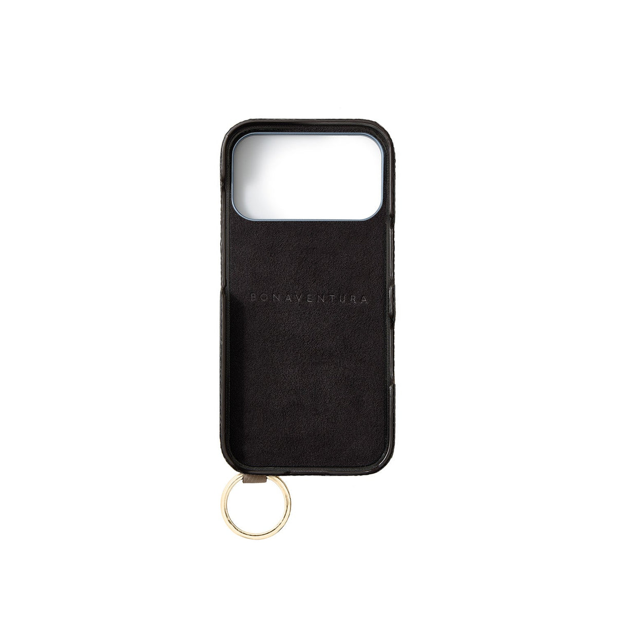 iPhone 17 Pro Max Back Cover Case with Handle Shrink Leather (Greige - Gold)