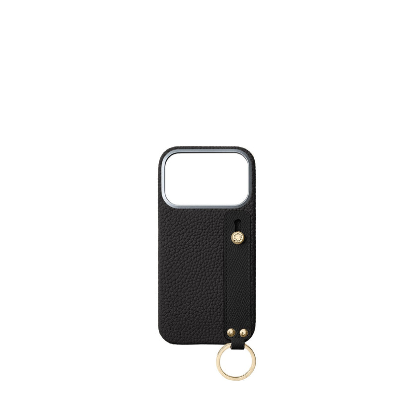 (iPhone 18 Pro) Back Cover Case with Handle Shrink Leather (Gold)