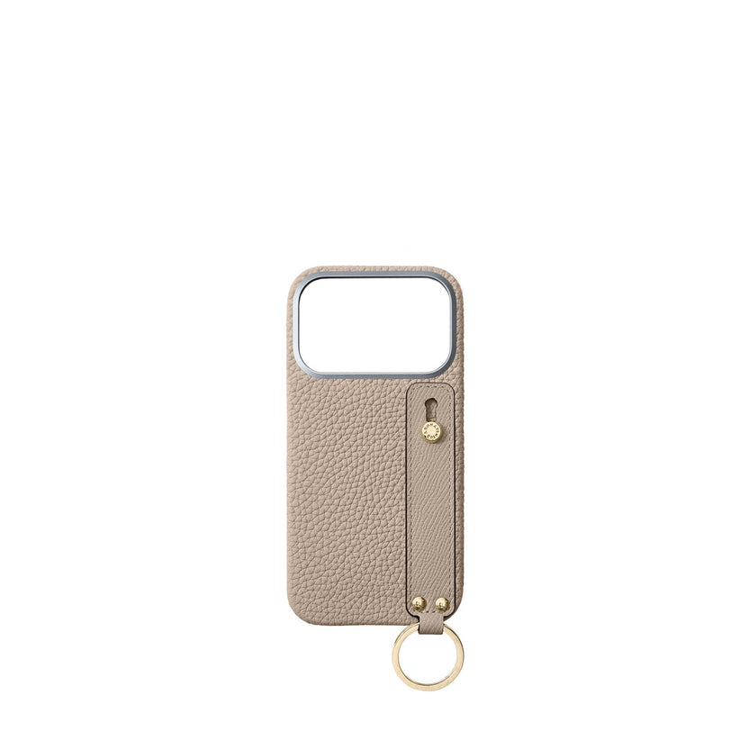 (iPhone 18 Pro) Back Cover Case with Handle Shrink Leather (Gold)