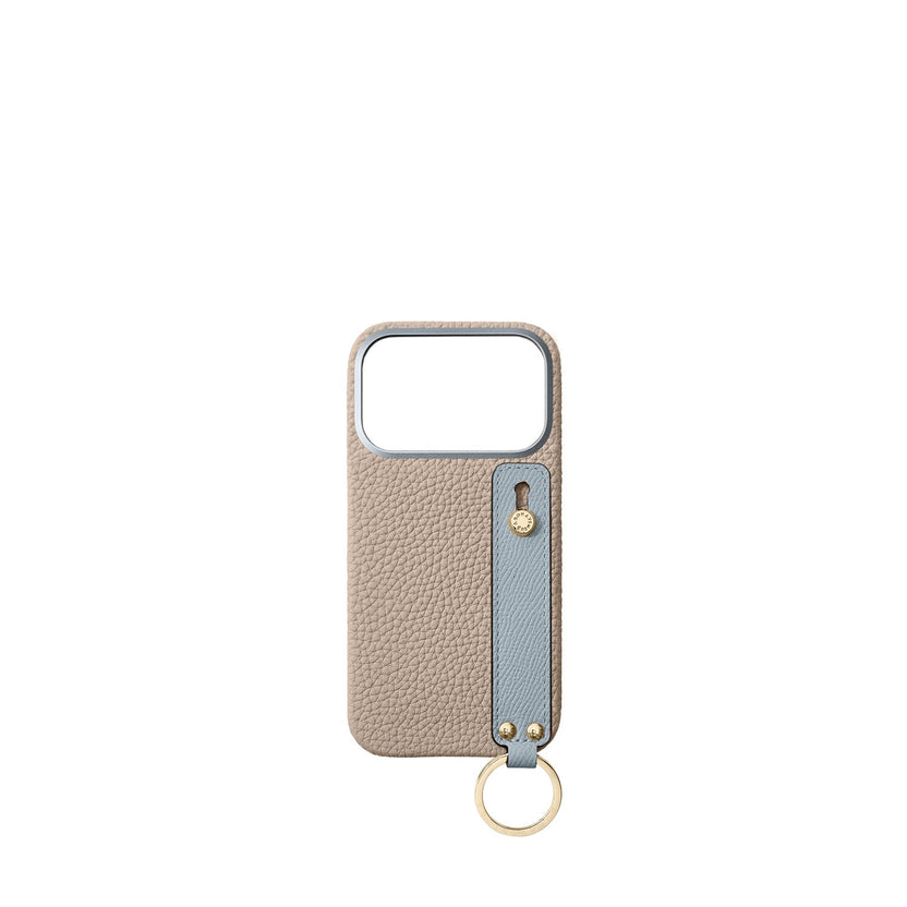 (iPhone 18 Pro) Back Cover Case with Handle Shrink Leather (Gold)