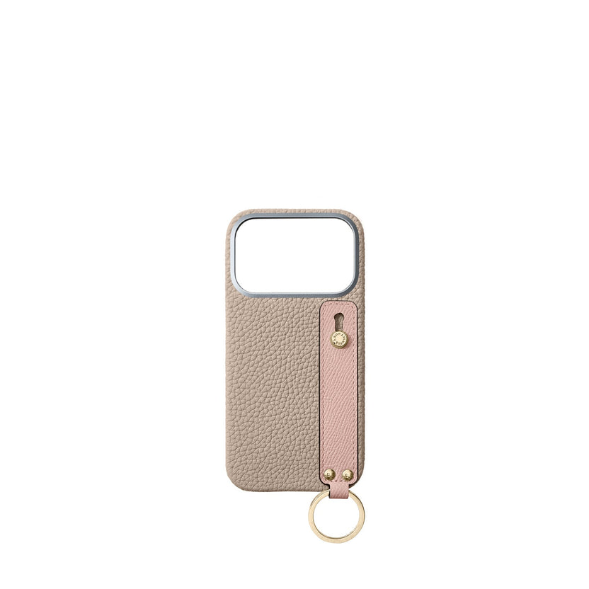(iPhone 18 Pro) Back Cover Case with Handle Shrink Leather (Gold)