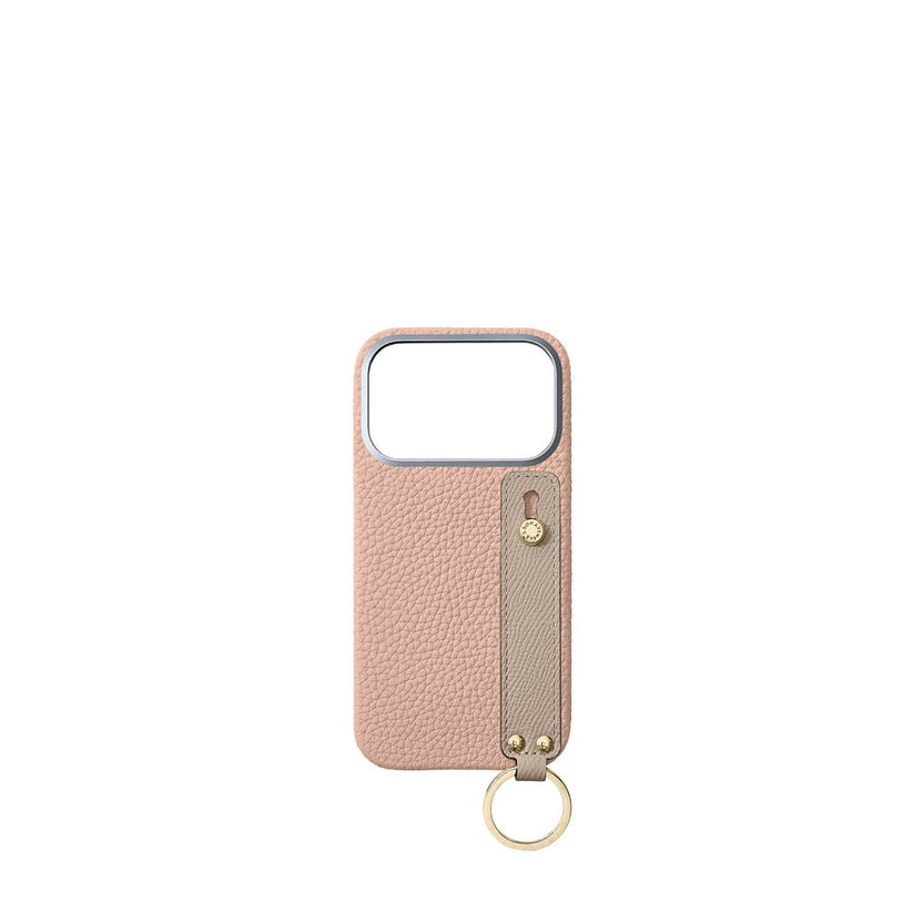 (iPhone 18 Pro) Back Cover Case with Handle Shrink Leather (Gold)