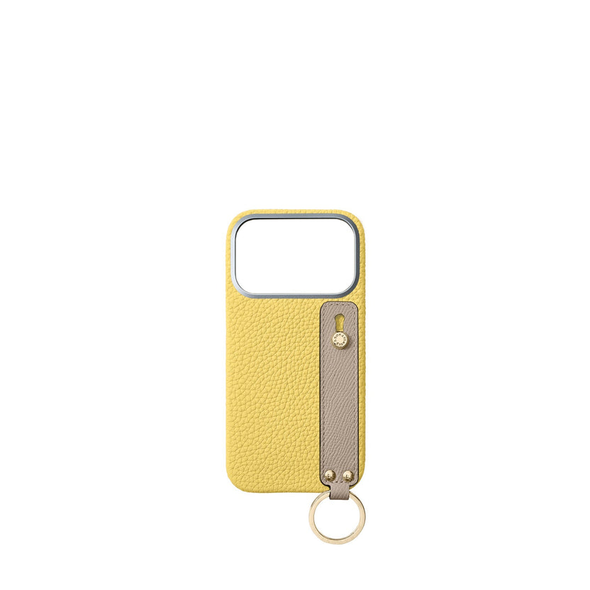 (iPhone 18 Pro) Back Cover Case with Handle Shrink Leather (Gold)
