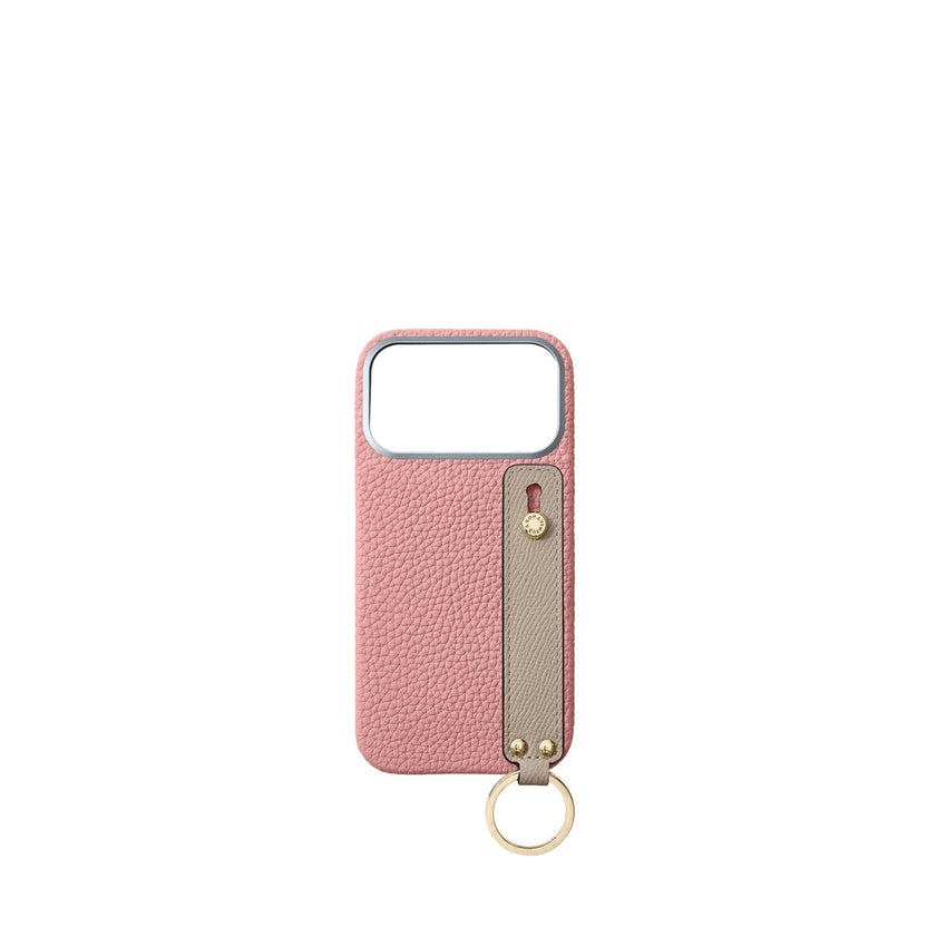 (iPhone 18 Pro Max) Back Cover Case with Handle Shrink Leather (Gold)