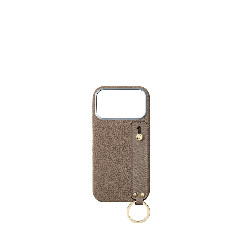 (iPhone 18 Pro Max) Back Cover Case with Handle Shrink Leather (Gold)