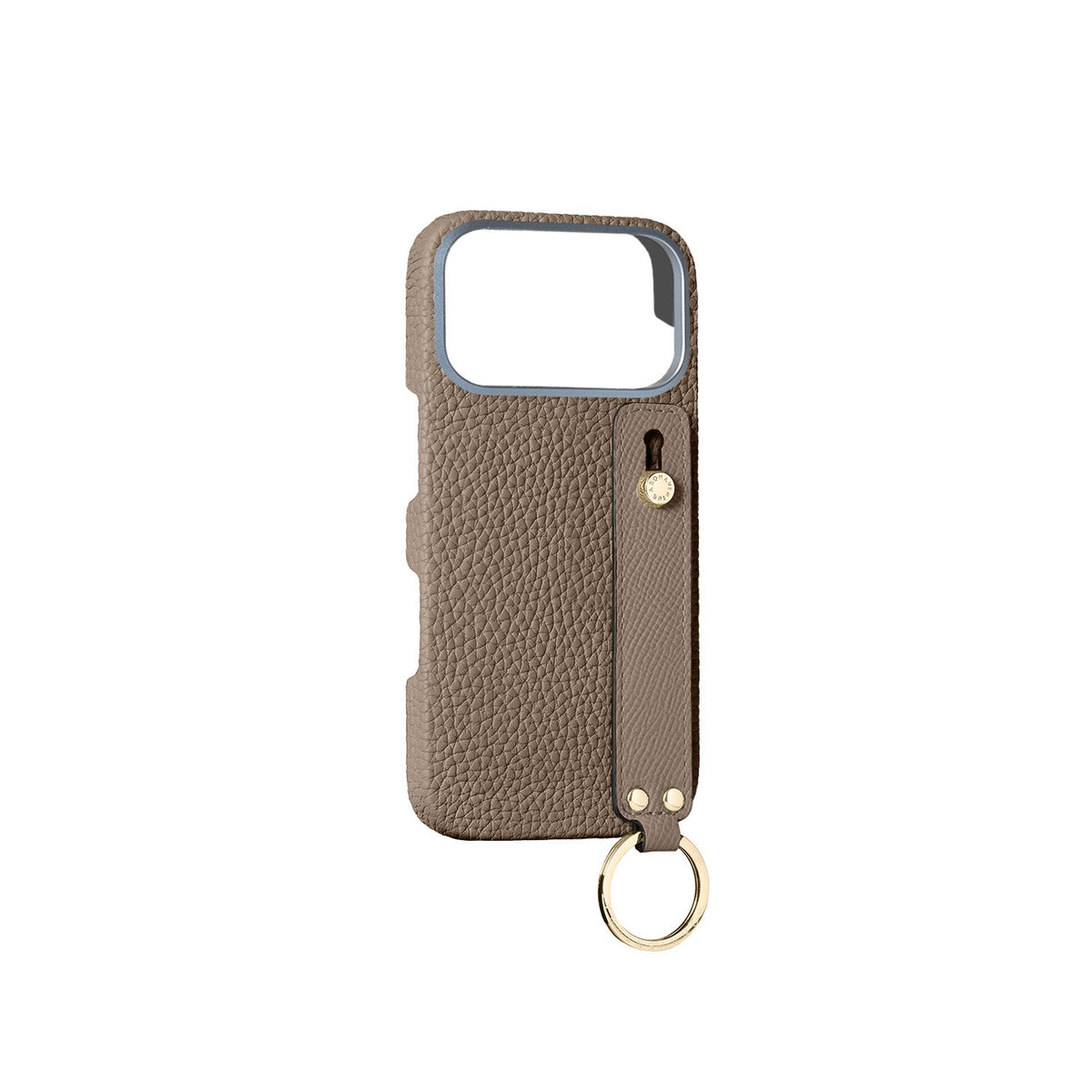 iPhone 18 Pro Max Back Cover Case with Handle Shrink Leather (Etoupe - Gold)