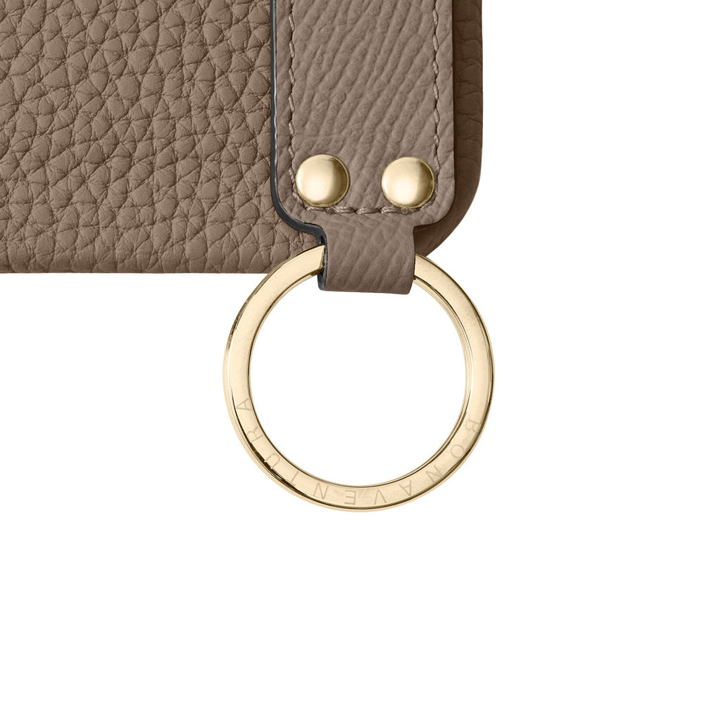 iPhone 18 Pro Max Back Cover Case with Handle Shrink Leather (Etoupe - Gold)