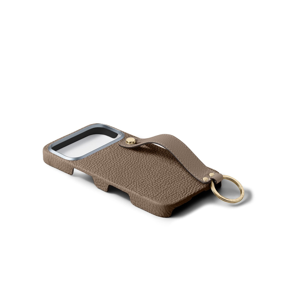 iPhone 18 Pro Max Back Cover Case with Handle Shrink Leather (Etoupe - Gold)