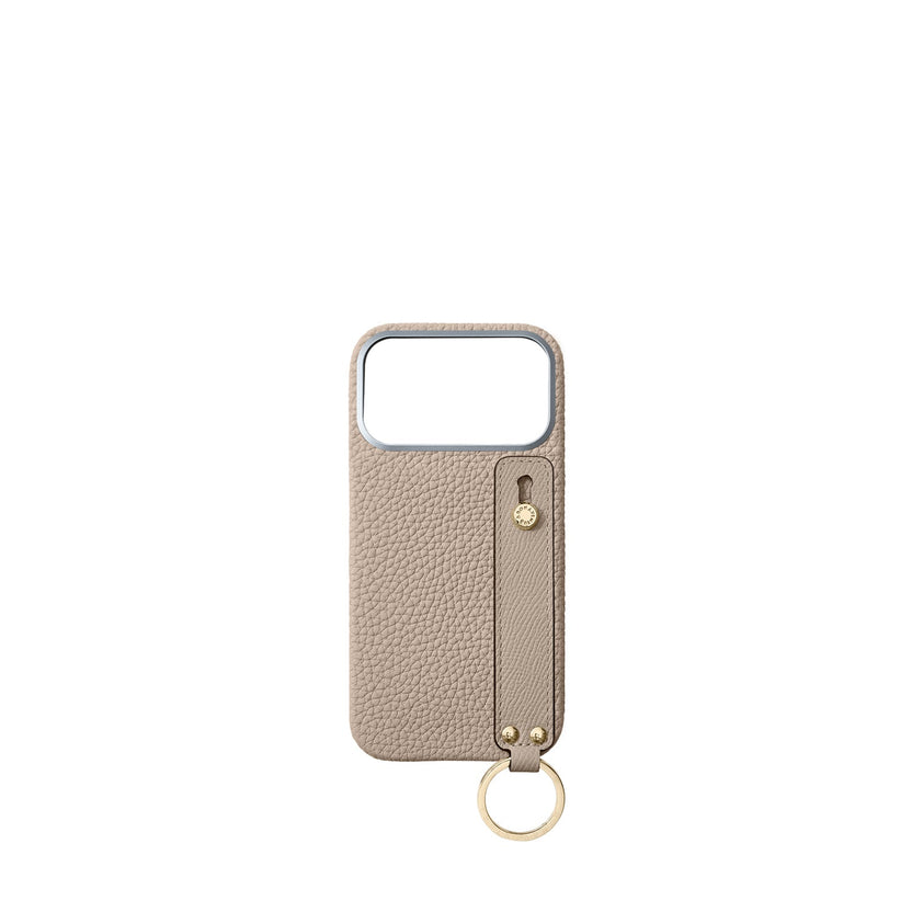 (iPhone 18 Pro Max) Back Cover Case with Handle Shrink Leather (Gold)