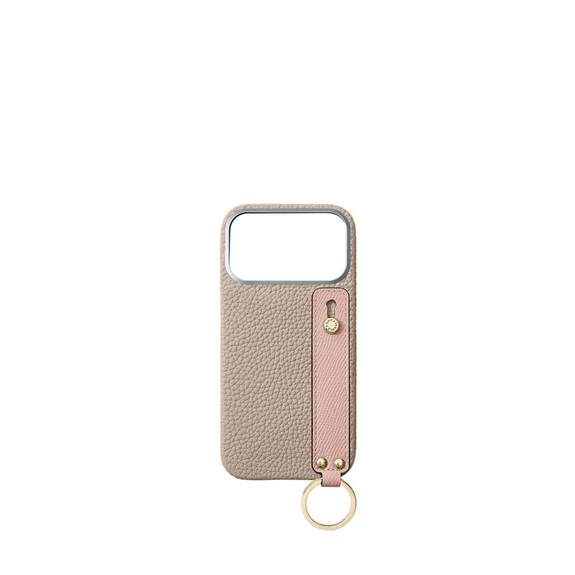 (iPhone 18 Pro Max) Back Cover Case with Handle Shrink Leather (Gold)