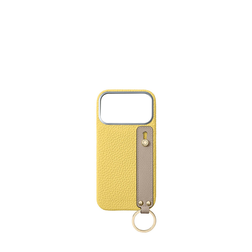 (iPhone 18 Pro Max) Back Cover Case with Handle Shrink Leather (Gold)