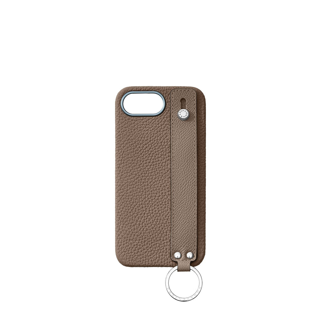iPhone 17e / 16e Back Cover Case with Handle Shrink Leather (Etoupe)