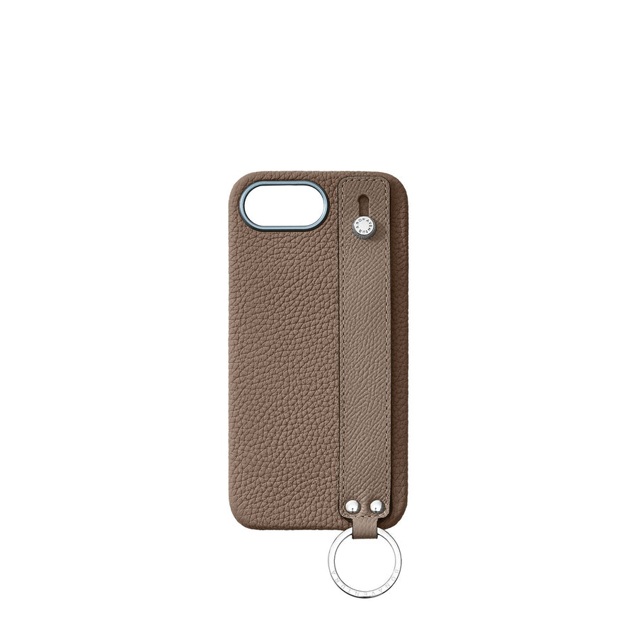 iPhone 17e / 16e Back Cover Case with Handle Shrink Leather (Etoupe)