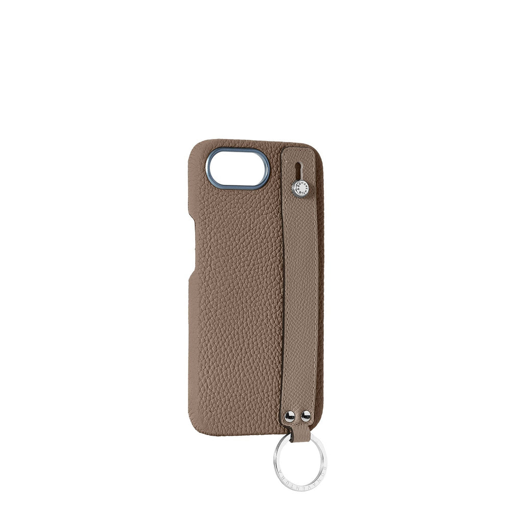 iPhone 17e / 16e Back Cover Case with Handle Shrink Leather (Etoupe)