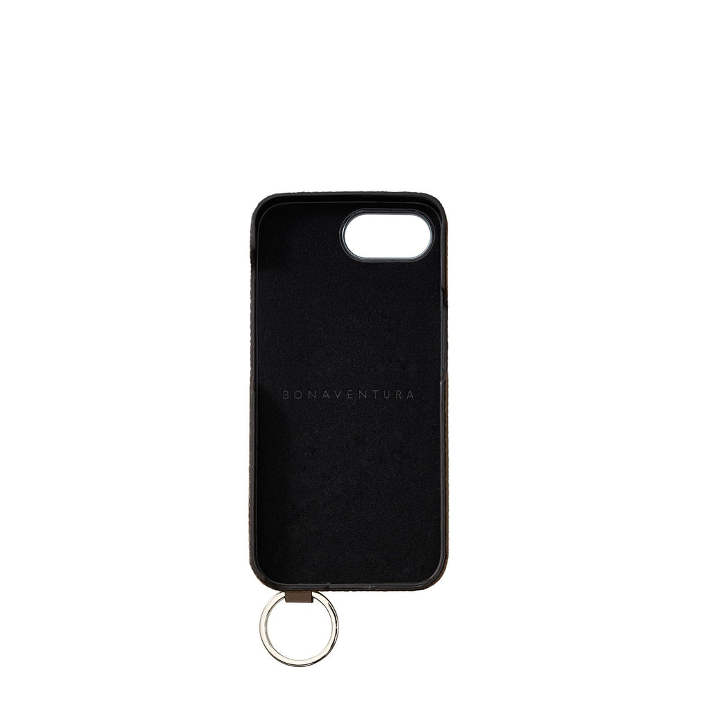 iPhone 17e / 16e Back Cover Case with Handle Shrink Leather (Etoupe)