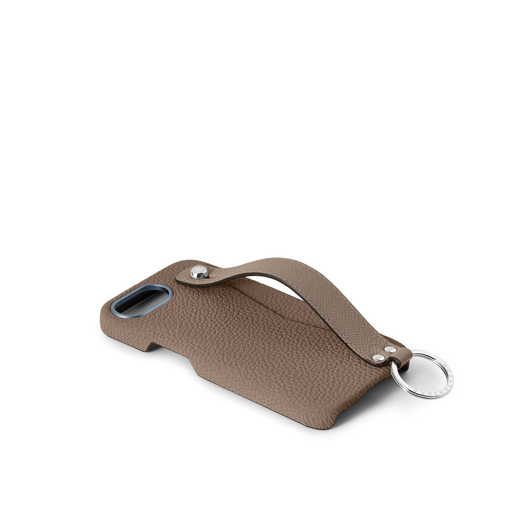 iPhone 17e / 16e Back Cover Case with Handle Shrink Leather (Etoupe)