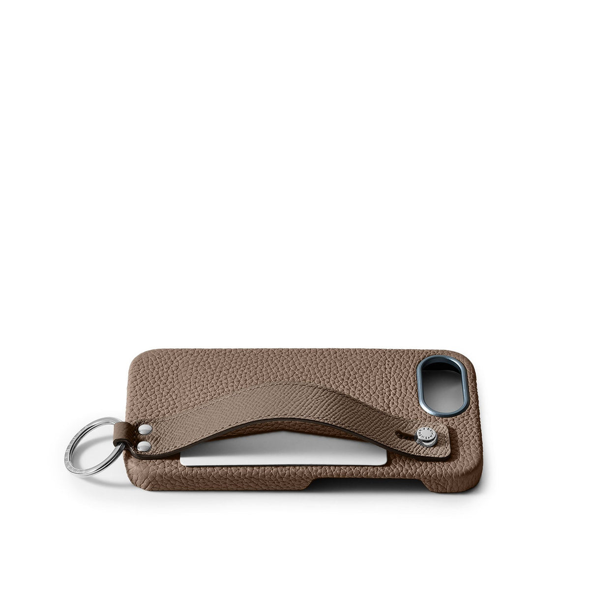 iPhone 17e / 16e Back Cover Case with Handle Shrink Leather (Etoupe)