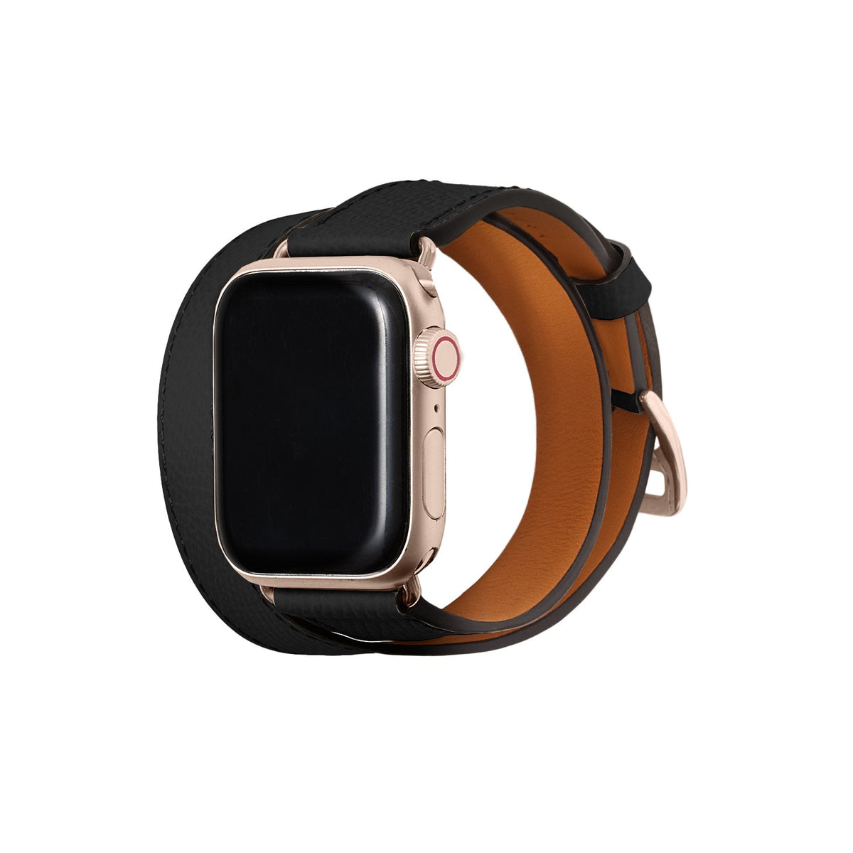 Double Tour Apple Watch Band Nobile Leather (Gold Adapter - Black - 38mm/40mm/41mm/42mm - S / M)