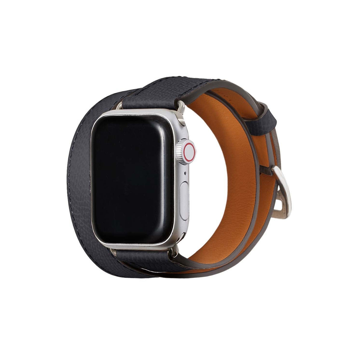 Double Tour Apple Watch Band Nobile Leather (Silver Adapter - Charcoal Gray - 38mm/40mm/41mm/42mm - S / M)