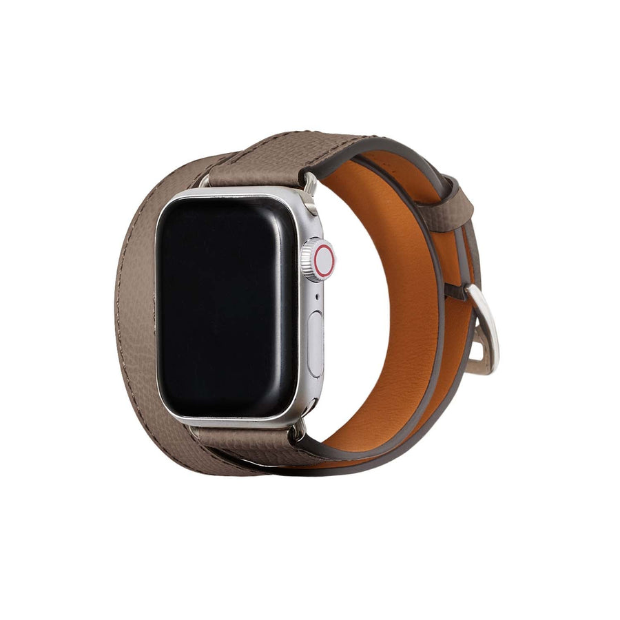 Double Tour Apple Watch Band Nobile Leather (Silver Adapter - Etoupe - 38mm/40mm/41mm/42mm - S / M)
