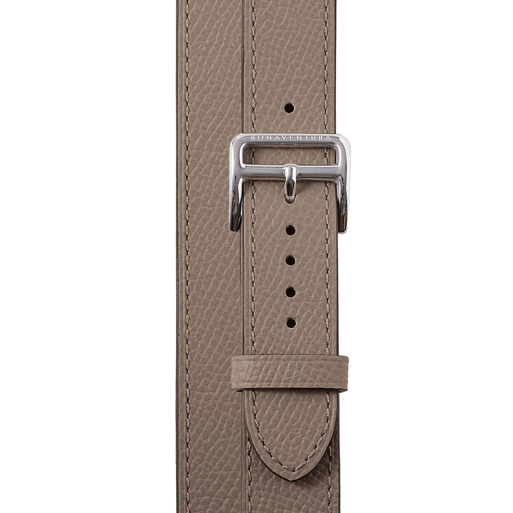 Double Tour Apple Watch Band Nobile Leather (Silver Adapter - Etoupe - 38mm/40mm/41mm/42mm - S / M)