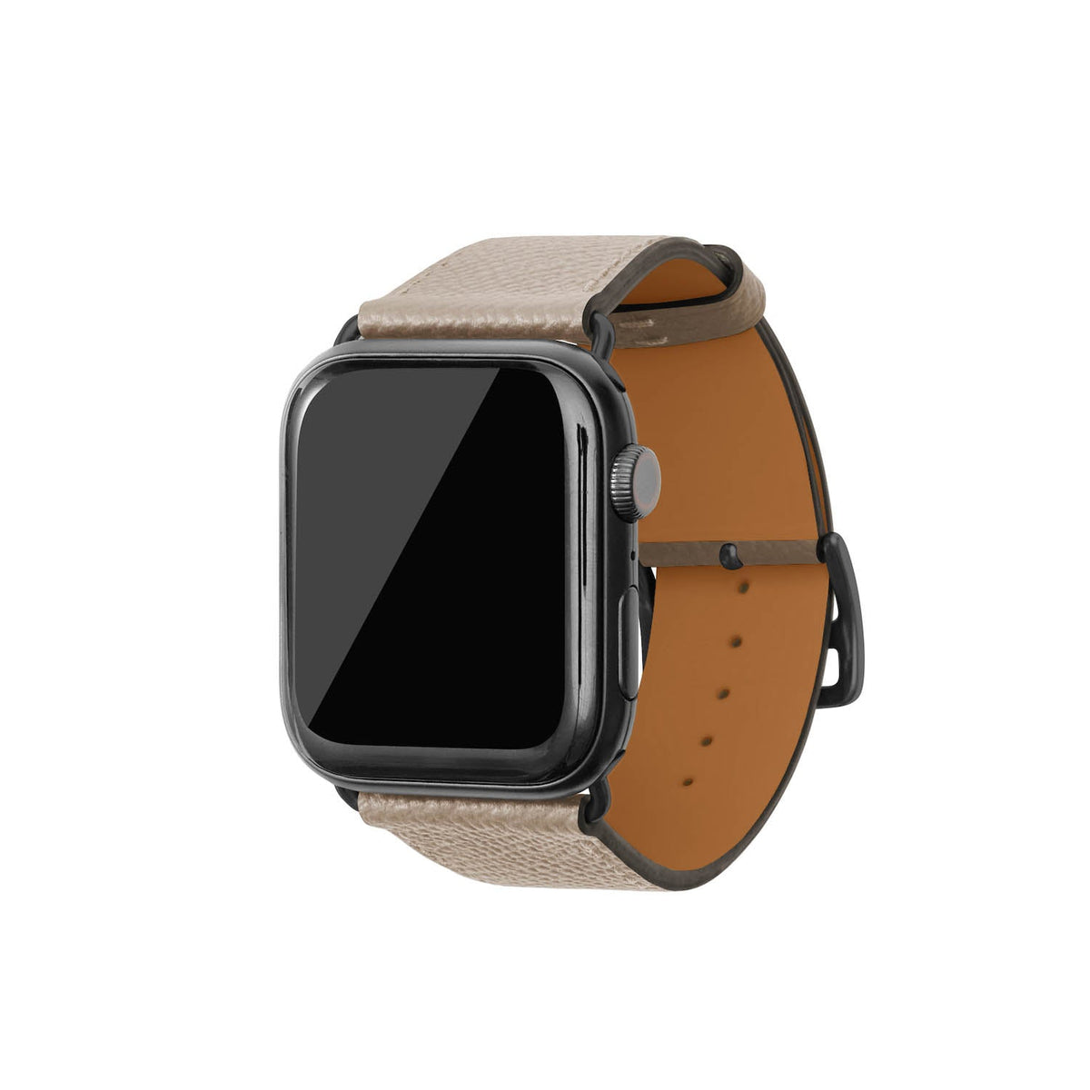 Apple Watch Band Nobile Leather (Black Adapter - Greige - 44mm/45mm/46mm/49mm - M / L)