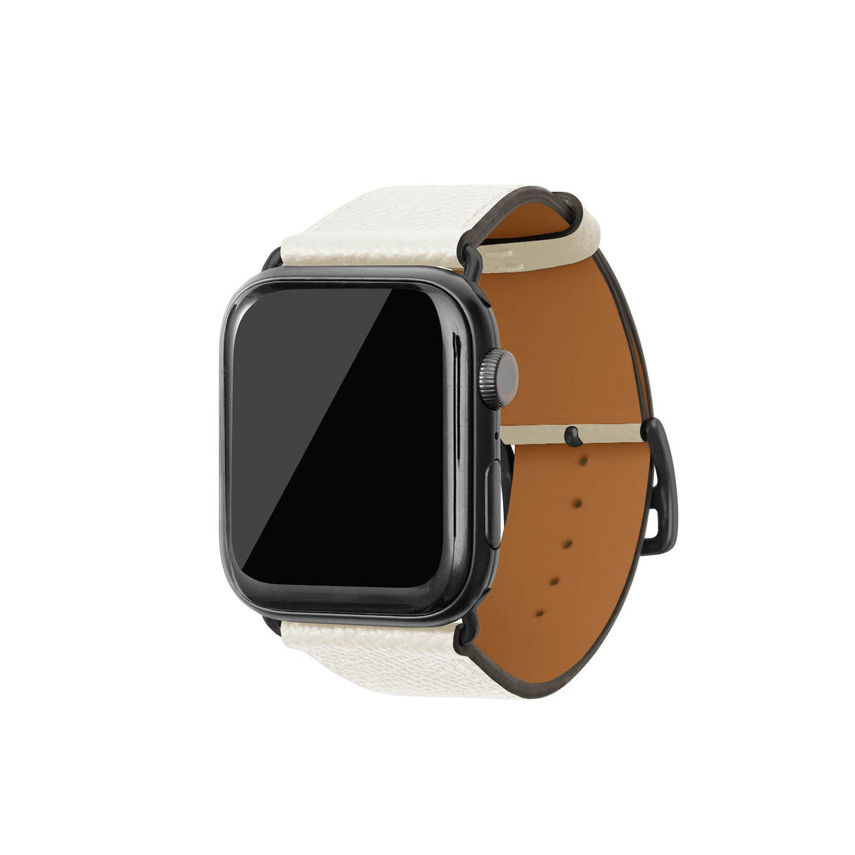 Apple Watch Band Nobile Leather (Black Adapter - White - 44mm/45mm/46mm/49mm - M / L)