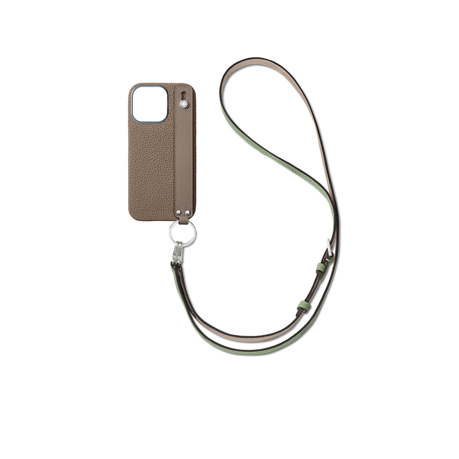 Back Cover with Handle Shoulder Strap Set Shrink Leather (iPhone 16 Pro)