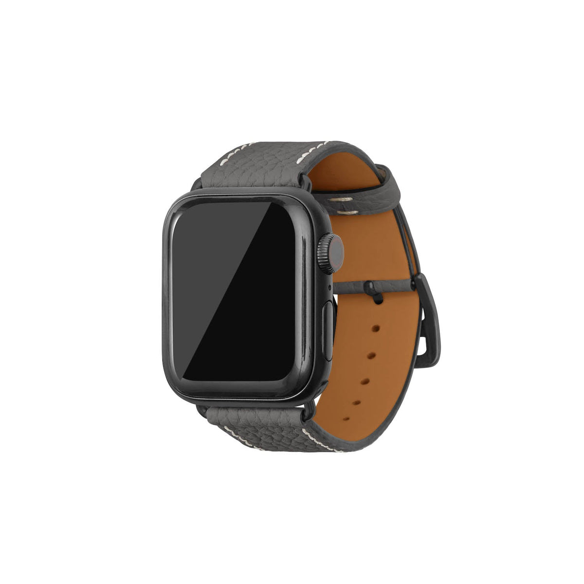 Apple Watch Band Shrink Leather (Black Adapter - Charcoal Gray - 38mm/40mm/41mm/42mm - M / L)