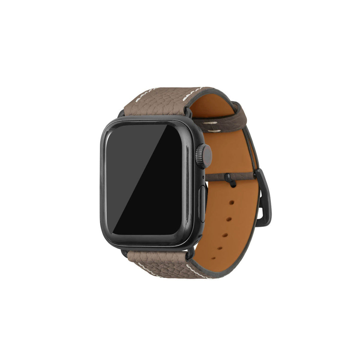 Apple Watch Band Shrink Leather (Black Adapter - Etoupe - 38mm/40mm/41mm/42mm - M / L)